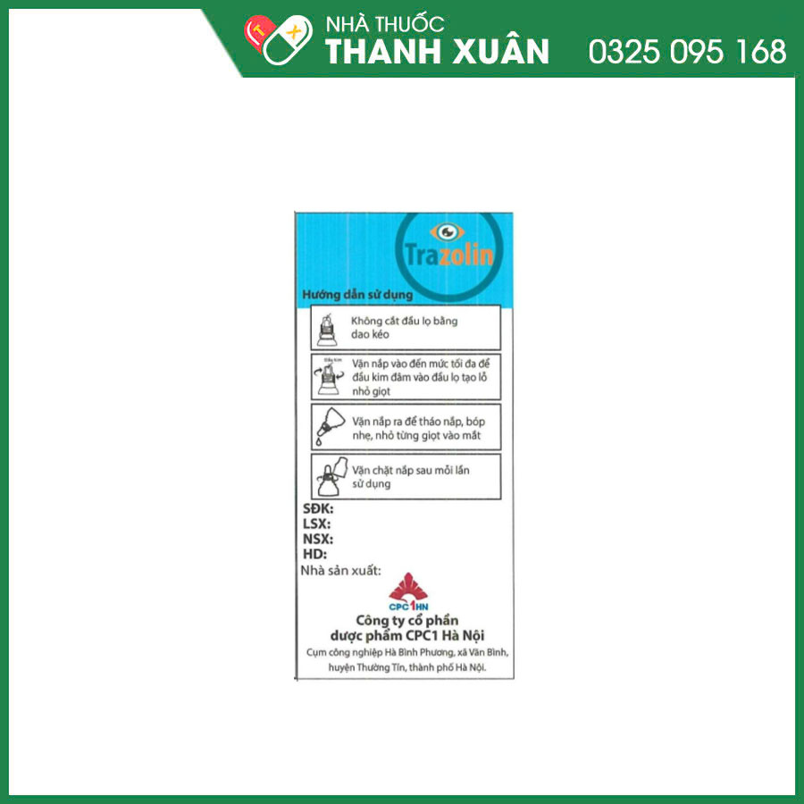 Trazolin 0,05 thuốc điều trị kích ứng và dị ứng ở mắt